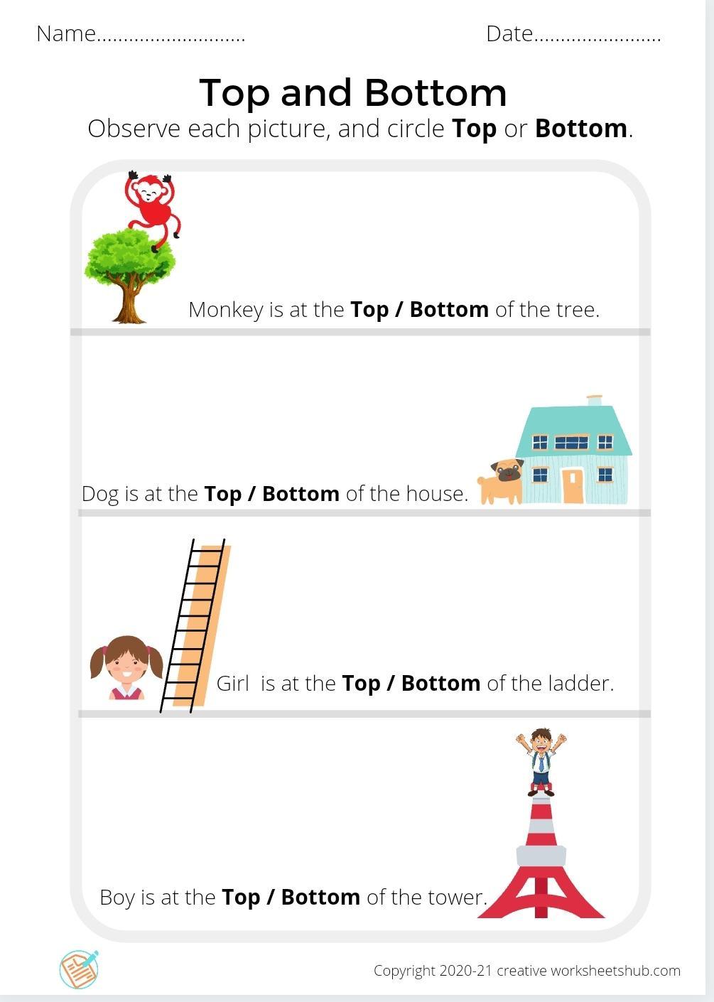 Free Worksheets Top and Bottom - creativeworksheetshub