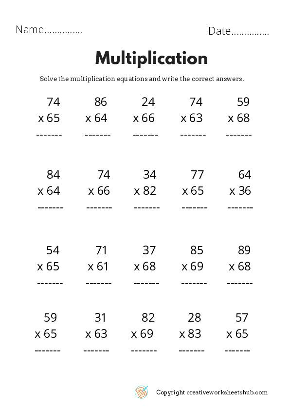 Multiplication Worksheets Grade 3 Creativeworksheetshub