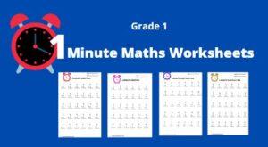 1 Minute Maths Practice Worksheets for Grade 1 - creativeworksheetshub