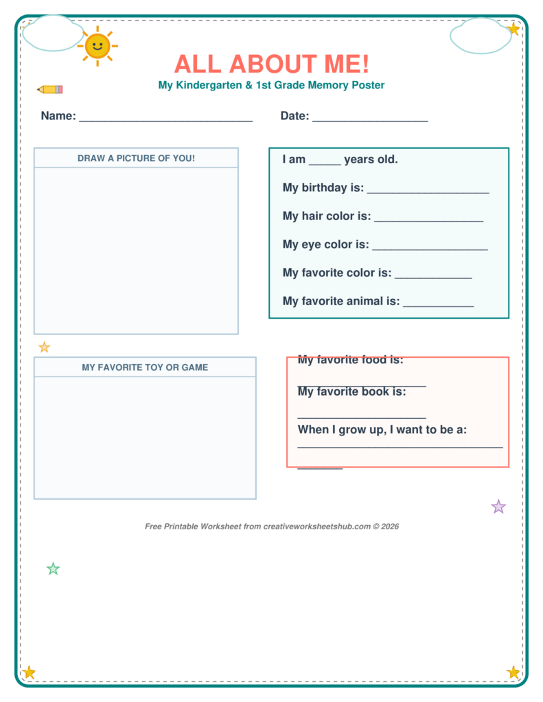 All About Me Worksheet