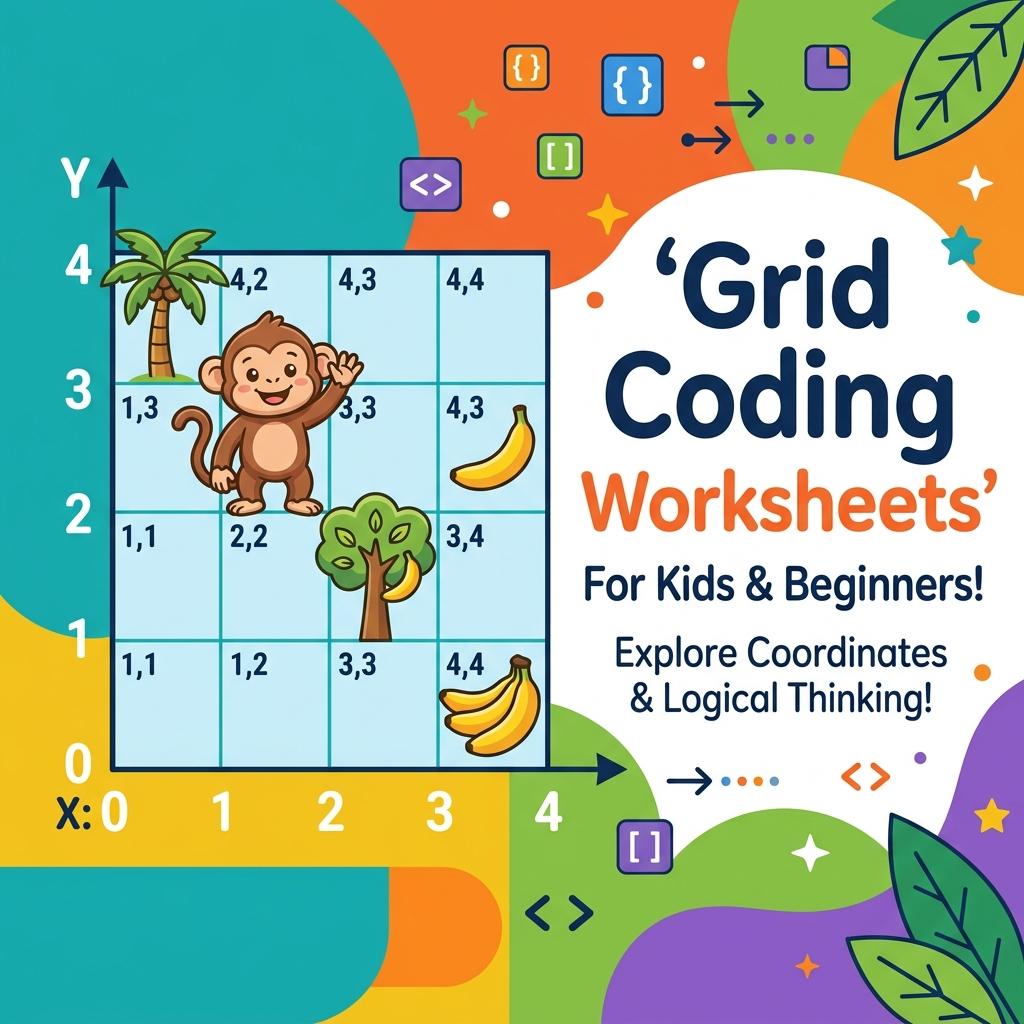 Free Unplugged Grid Coding Worksheets for Kindergarten