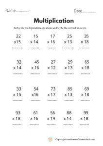 Multiplication worksheets grade 3 - creativeworksheetshub