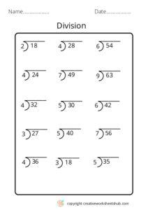 Free Division worksheets for class 4 - creativeworksheetshub