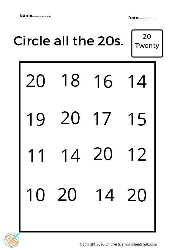 Numbers worksheets for Kindergarten – creativeworksheetshub