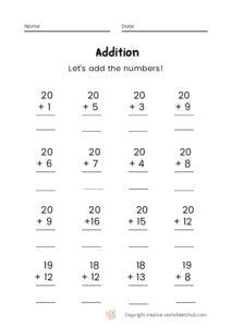 Addition Worksheets for Grade 1 - creativeworksheetshub