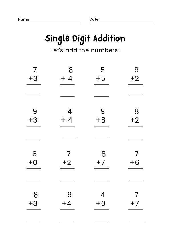 Addition Worksheets for Grade 1 - creativeworksheetshub