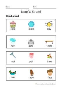 Long Vowel Phonics Worksheets for Kindergarten - creativeworksheetshub