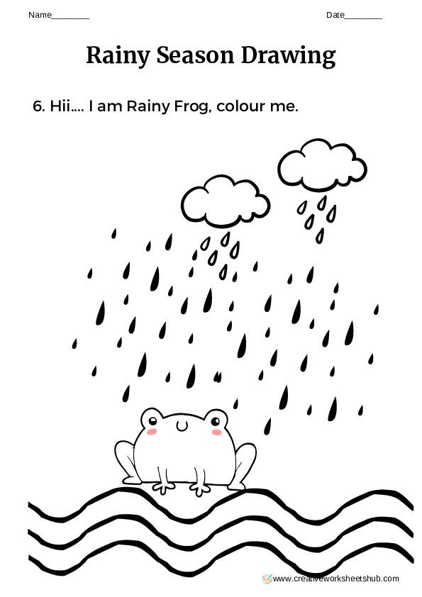 Rainy Season Drawing Worksheets For Kindergartners - creativeworksheetshub