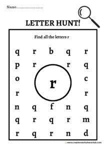 Letter Hunt Worksheets For Kindergarteners