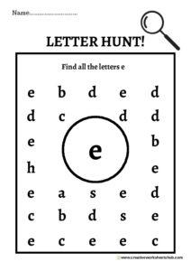 Letter Hunt Worksheets For Kindergarteners