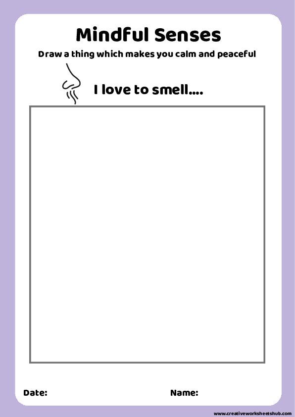 Mindful Senses Worksheet for Grade 1